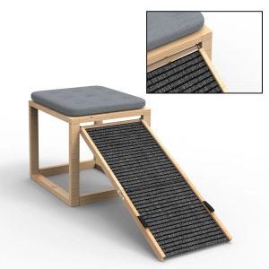 Haustiertreppe HT31 Hunderampe mit Hocker Haustierhilfe holz