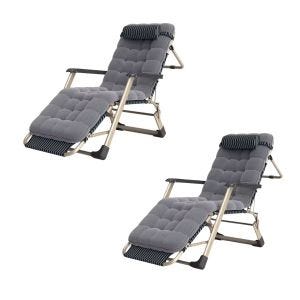 2x Liegestuhl Garten LG25 180cm Sonnenliege klappbar Gartenstuhl grau