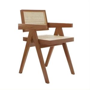 Dining room chair rattan chair wood seat height 18.50 inch RI29 brown white