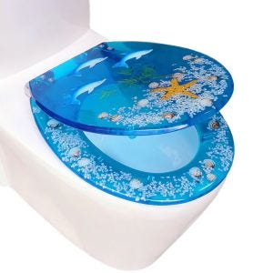 Toilettensitz Divit RI81 Toilettendeckel Kunstharz blau Ozeandesign Delfin Motiv DPL1
