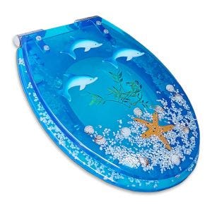 Toilettensitz Divit RI81 Toilettendeckel Kunstharz blau Ozeandesign Delfin Motiv DPL2