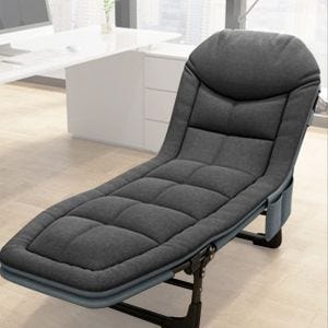 Folding deck chair Divit GI20 garden lounger sun lounger padded 200 x 64 x 11.81 inch black DPL2