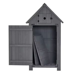 Garden cabinet weatherproof Divit IG10 tool shed wood 65 x 46 x 53.94 inch grey DPL1