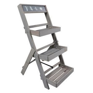Blumentreppe Outdoor PT01 Pflanzentreppe mit Tafel Holz grau