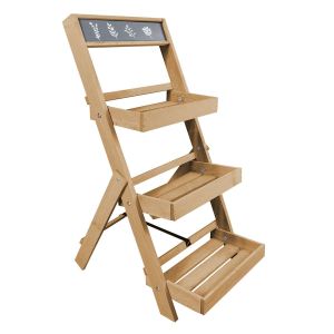 Blumentreppe Outdoor PT01 Pflanzentreppe mit Tafel Holz natur