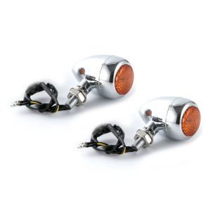LED turn signal motorcycle Lumitecs RV369 with E-mark for chopper front-rear yellow chrome
