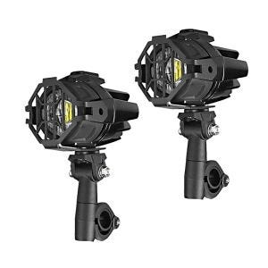 LED fog light 2x w. crash bar brackets and protection grill Lumitecs S22X Auxiliary Spot Light