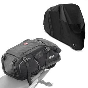 Set: Backpack HX5 Tail bag waterproof 45Ltr with helmet strap + Cover XL Outdoor tarpaulin in 