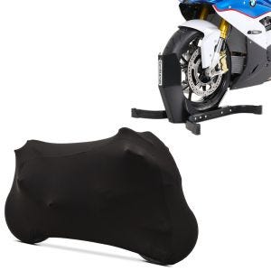 Set: Wippe Easy Plus Vorderradwippe ständer bis 21" schwarz + abdeckung Indoor M-L Stretch Garage in schwarz_1