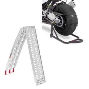 Set: Reifenwärmer Set 60-80-95 °C schwarz + Auffahrrampe bis 340 kg Alu-I klappbar_1