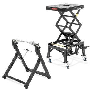 Set: Enduro heber Cross-Lift XL für Dirt-Bikes von schwarz + Wuchtbock WU-2 Auswuchtgerät schwarz_1