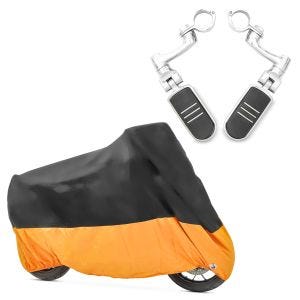 Set: Sturzbügel Fussrasten für 32mm CF9S + Abdeckplane XXXL Faltgarage schwarz-orange_1