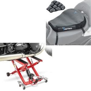 Set: Scissor Lift for Cruiser Hydraulic Jack Midlift XL red + Air cushion Tourtecs Air M Comfort seat cushion in CB39044