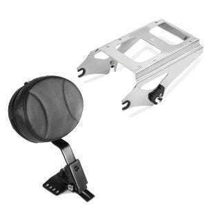Set: Mounting Rack TP Detachable fits for Harley Davidson Touring 09-13 chrom Craftride + Driver Backrest Round fits for Harley Davidson Touring Models 1997-2022 Craftride