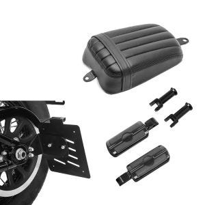 Set: Soziussitz Set für Harley Davidson Softail Street Bob 18-21 mit Fußrasten und Halter Craftride FS1 + Seitlicher Kennzeichenhalter für Harley Davidson Softail 18-21 Craftride schwarz_1