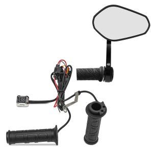 Set: Motorcycle Bar end mirrors ECE / rear view mirror SP2 pair Zaddox with Grip heating GH1 for 0.87 inch handlebars blk
