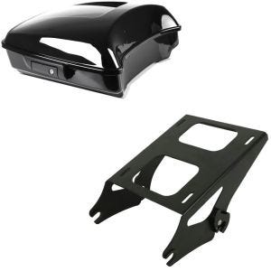 Set: Top Box Case Razor + TP Mounting Rack 2-Up TP fits for Harley Davidson Touring 14-24 black