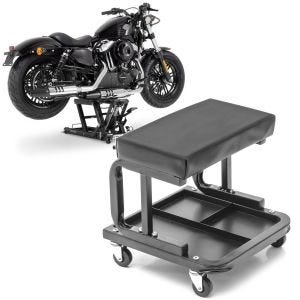 Set: Scissor Lift Midlift L Hydraulic Jack + Workshop stool on wheels WS3