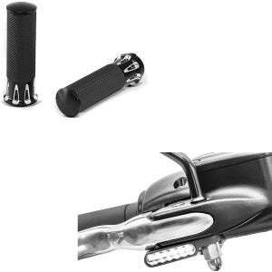 Set: Handlebar Hand Grips 1" Inch CG12 + LED Handlebar indicators turn signals tinted