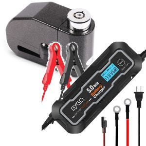 Set: Alarm Brake Disc Lock 120dB Theft protection + battery charger BX2