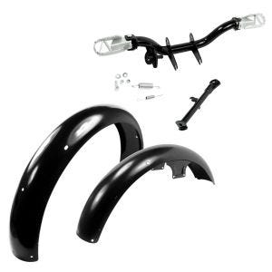 Set: Footpeg holder and side stand compatible with Simson S51 Craftride with Mudguard front with rear fenders black
