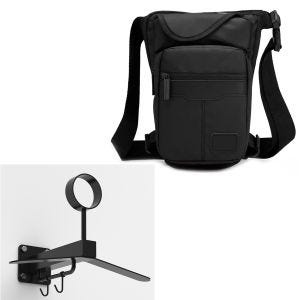 Set: Motorcycle Wardrobe XGP WH1 Helmet wall mount blk XGP with Motorcycle leg bag HT3 thigh bag