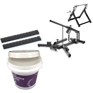 Set: Wheel balancing weights + set of tire mounting device 12-21"