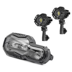 LED auxiliary headlight set + LED headlights compatible with BMW F 800 GS 08-17 QL6