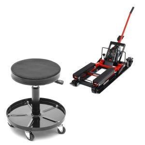 Workshop stool with castors + lift Midlift L red