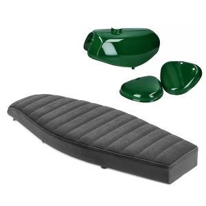 Flat bench seat VS1 Craftride compatible with Simson S51 / S50 / S70 + tank / petrol tank with side cover dark green