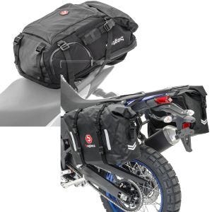 Set: Motorcycle Backpack HX5 wp. 45Ltr with helmet strap Bagtecs with Motorcycle Saddlebags wp. WP8 2x30L Roll Closure