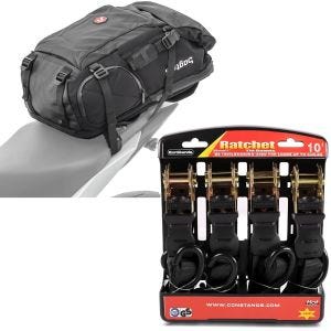 Set: Motorcycle Backpack HX5 wp. 45Ltr with helmet strap Bagtecs with Motorbike Straps 4x load loops blk