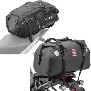 Set: Motorcycle Backpack HX5 wp. 45Ltr with helmet strap Bagtecs with Motorcycle tail bag XF60 wp. Rear Seat Volume 60l