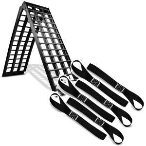,Set: Alu Loading Ramp V blk,, max. 1500 lbs,, folding,, for Motorcycle ConStands with Lashing strap,, 6pcs mega pack blue,