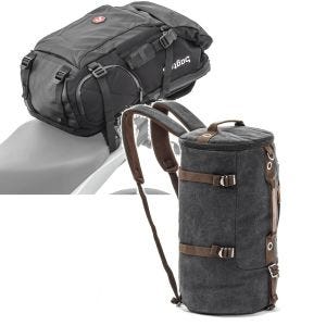 Set: Motorcycle Backpack HX5 wp. 45Ltr with helmet strap Bagtecs with Motorcycle Backpack VG8 Canvas 35Ltr Vintage blk
