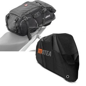 Set: Motorcycle Backpack HX5 wp. 45Ltr with helmet strap Bagtecs with Motorcycle cover BC1 XXL Outdoor Tarpaulin wp. blk