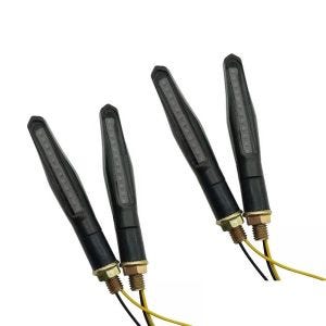 Set 2x Sequential turn signals motorcycle with E-mark LED turn signals Lumitecs RV68 2 pieces tinted black