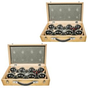Set of 2 Boule set in wooden case Cranit 8 Boule Pétanque balls including piggy target ball RE65