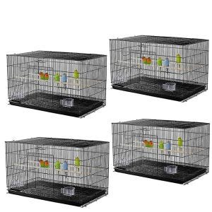 Set of 4 Bird cage with wooden poles Divit bird aviary with dirt tray 76 x 45 x 18.11 inch PL8 black
