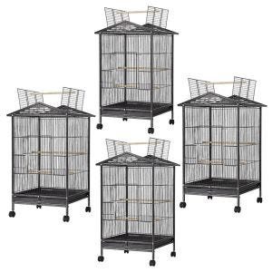 Set of 4 Bird cage with wheels Divit aviary with dirt tray 45 x 45 x 38.19 inch PL9 black