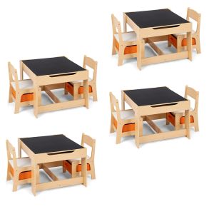 Set of 4 3-piece children's seating group made of wood KG1 Divit children's table group with 2 chairs