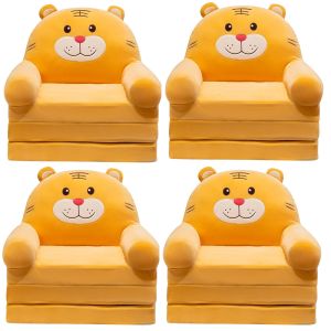 Set of 4 children's armchairs foldable Divit children's sofas sofa bed padded with plush PL48 tiger design
