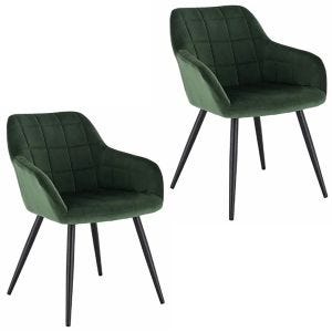 Dining room chairs with armrests 2 pieces Divit velvet chair pair MW46 green