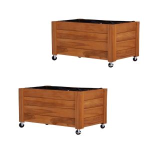 2x plant pots on wheels Divit FC58 plant box raised bed wood 78 x 52 x 15.94 inch