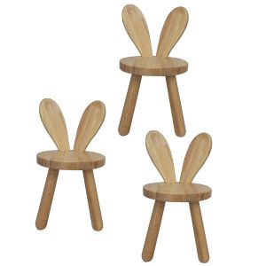 Set of 3 children's chairs made of wood Divit KS1 solid wood stools with rabbit ears