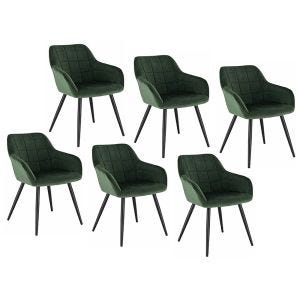Set of 6 dining chairs with armrests Divit velvet chairs upholstered metal legs MW46 green