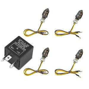 2x 2 pieces LED indicators KP8 with E-mark front-rear tinted + 12V indicator relay