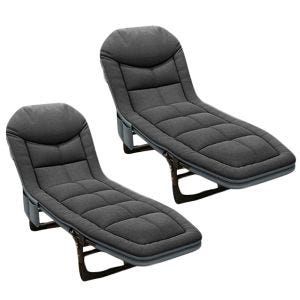 2x Folding deck chair Divit GI20 garden lounger sun lounger padded 200 x 64 x 11.81 inch black