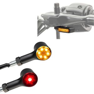 3 in 1 LED Blinker Motorrad mit Rücklicht und Bremslicht Lumitecs BP1 mit E-Prüfzeichen + LED Lauflicht Lenkerblinker BL8 LED Blinker mit E-Prüfzeichen 2 Stück getönt
