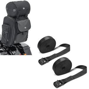 Set: Sissybar bag SXL black + straps 59.06 inch black for Cruiser CB39955